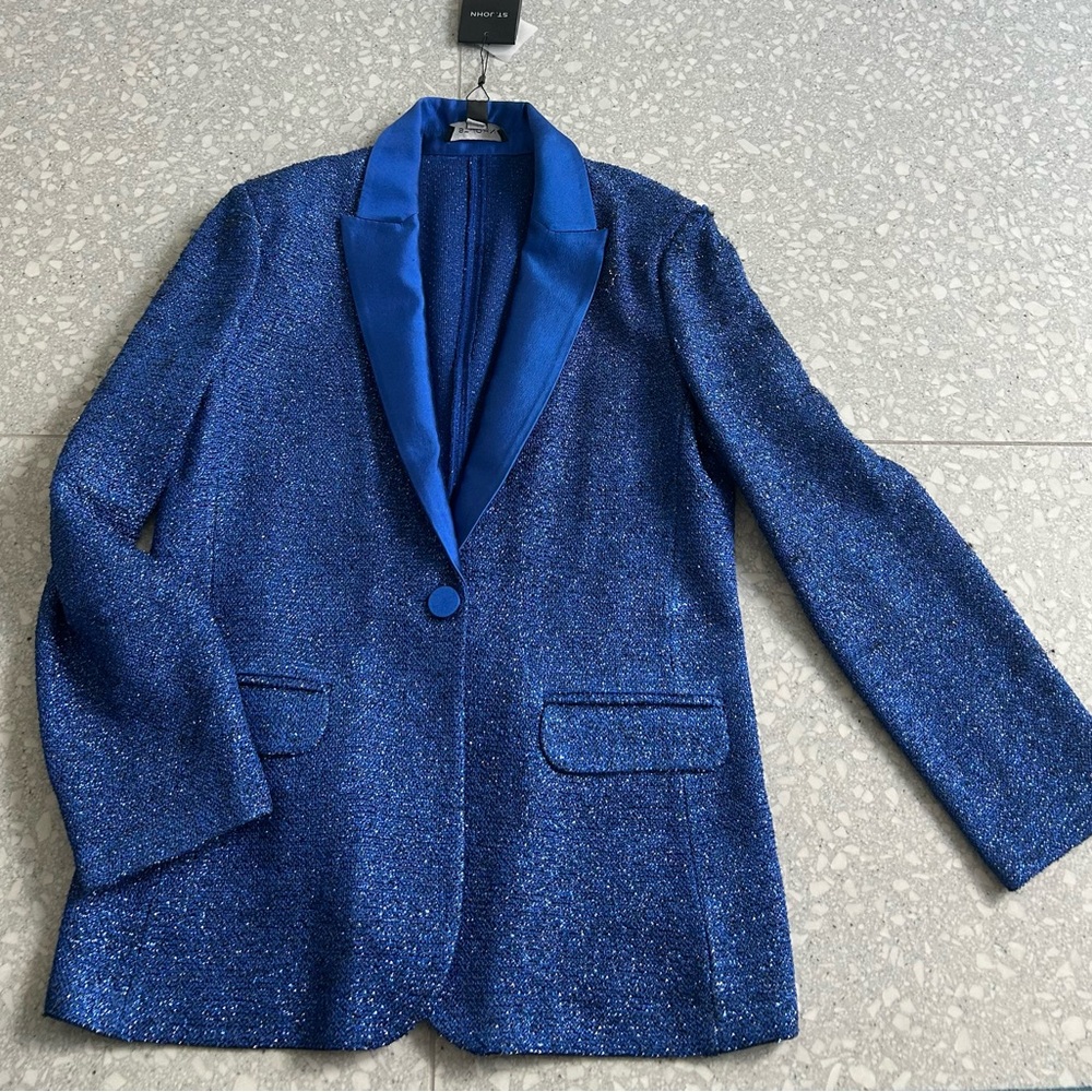 New St. John Sparkling Royal Blue Women's Blazer Jacket